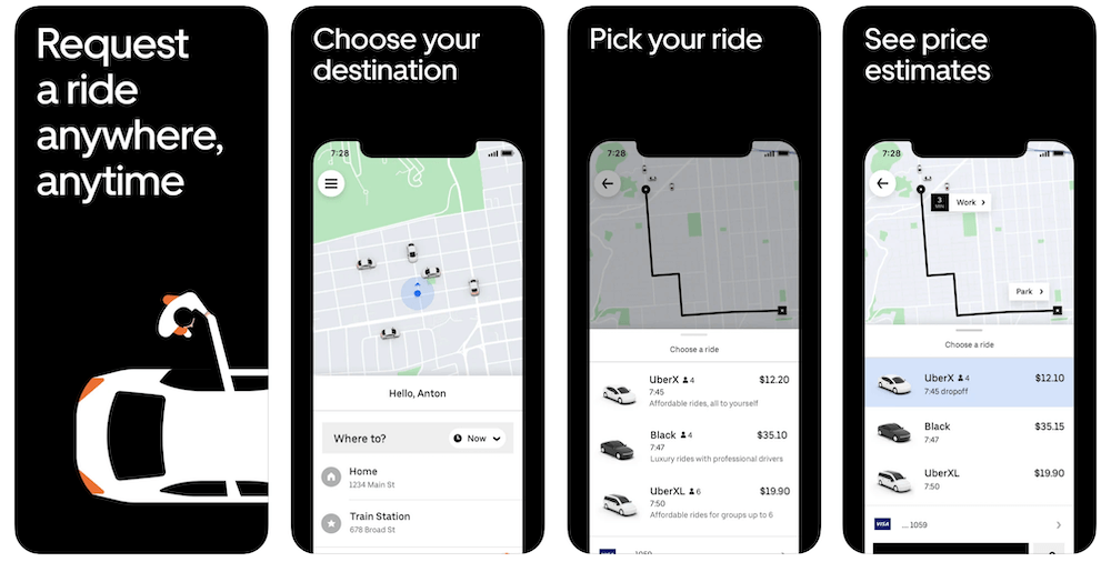 Uber app, uber rent