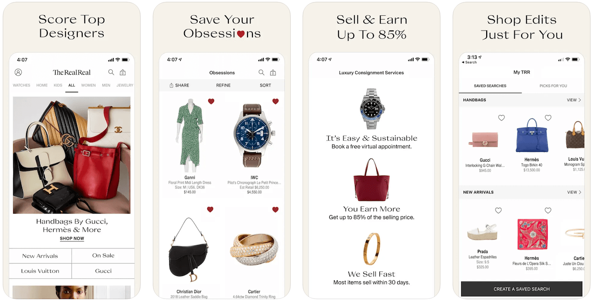 The RealReal app, where to sell designer and luxury bags